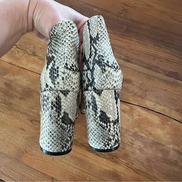 Cole Haan Snake Print Leather Peep Toe Block Heel Booties Size 6.5B Statement - Picture 3 of 13